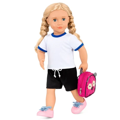 Gambar Our Generation Set Boneka Hally Deluxe Blonde Hair & Book