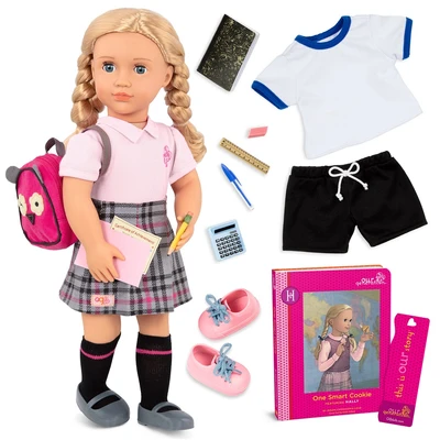 Gambar Our Generation Set Boneka Hally Deluxe Blonde Hair & Book