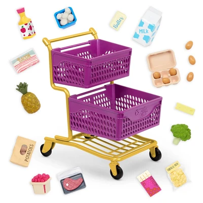 Gambar Our Generation Set Deluxe Shopping Cart Dengan Groceries