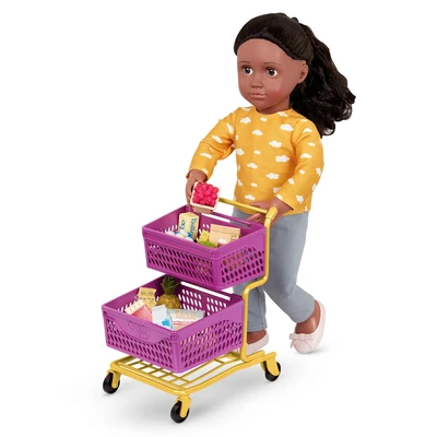 Gambar Our Generation Set Deluxe Shopping Cart Dengan Groceries