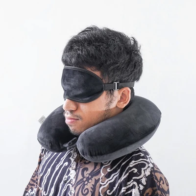 Gambar Passport Bantal Leher Memory Foam & Penutup Mata - Hitam
