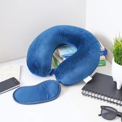 Gambar Passport Bantal Leher Memory Foam & Penutup Mata - Biru