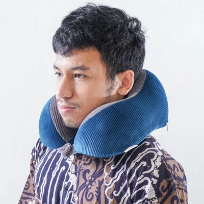 Gambar Passport Bantal Leher Memory Foam Y22 - Biru/abu-abu