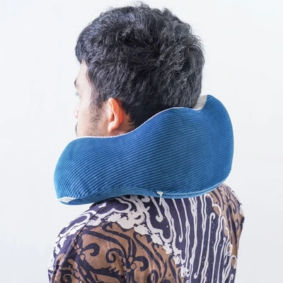 Gambar Passport Bantal Leher Memory Foam Y22 - Biru/abu-abu