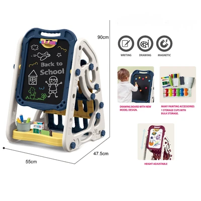 Gambar Kiddy Star Drawing Board 2 In 1 Dengan Rak Buku - Biru