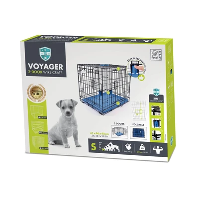 Gambar M-Pets Voyager Kandang Anjing & Kucing 61x46x48 cm - Hitam/Biru