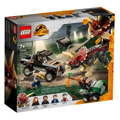 Gambar LEGO Jurassic World Triceratops Pickup Truck Ambush 76950