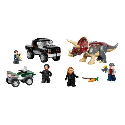 Gambar LEGO Jurassic World Triceratops Pickup Truck Ambush 76950