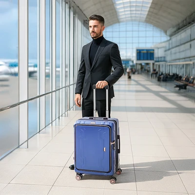 Gambar Legend Walker Whale Koper PC & ABS TSA Lock Expandable Front Open 24 Inch - Biru Navy