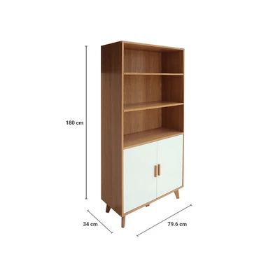 Gambar Informa Grecia Rak Buku Dengan 2 Pintu - Putih/Cokelat Oak