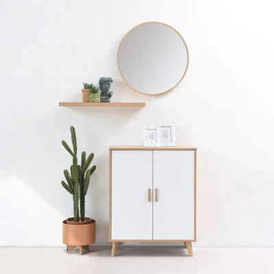 Gambar Informa Grecia Lemari Kabinet 2 Pintu - Putih/Cokelat Oak
