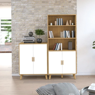 Gambar Informa Grecia Lemari Kabinet 2 Pintu - Putih/Cokelat Oak