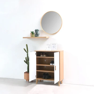 Gambar Informa Grecia Lemari Kabinet 2 Pintu - Putih/Cokelat Oak