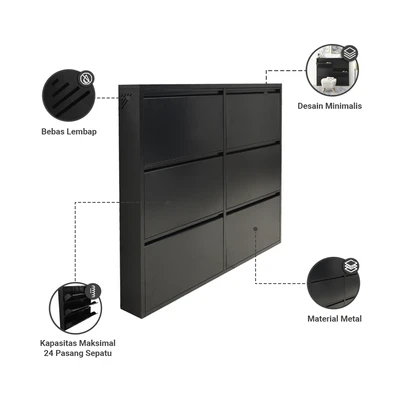 Gambar Informa Levi Kabinet Sepatu 6 Tingkat - Hitam