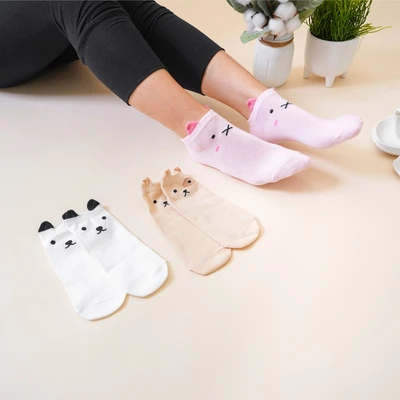 Gambar Ataru Set 3 Pasang Kaos Kaki Ankle Faces
