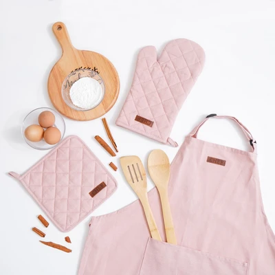 Gambar Informa Amber Celemek Dapur Katun Set 3 pcs - Pink