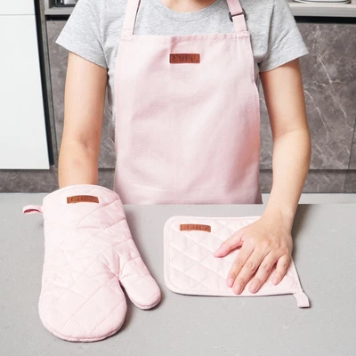 Gambar Informa Amber Celemek Dapur Katun Set 3 pcs - Pink