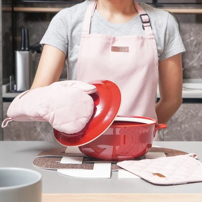 Gambar Informa Amber Celemek Dapur Katun Set 3 pcs - Pink