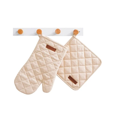 Gambar Informa Amber Sarung Tangan Oven & Pot Holder Katun Set 2 pcs - Krem Beige