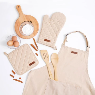 Gambar Informa Amber Sarung Tangan Oven & Pot Holder Katun Set 2 pcs - Krem Beige