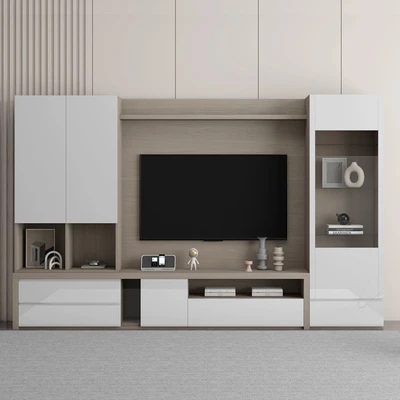 Gambar Informa Huelva Set Lemari Tv - Cokelat Walnut/putih