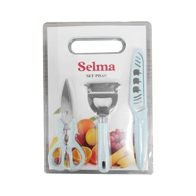 Gambar Selma Lily Pisau Dapur Dengan Talenan Set 4 pcs - Hijau