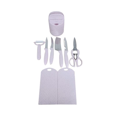 Gambar Selma Set 8 Pcs Lina Pisau Dapur Dengan Block & Talenan - Pink