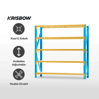 Gambar Krisbow 180x70x250 Cm Rak Besi 5 Tingkat Heavy Duty - Kuning/biru