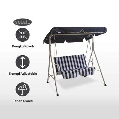 Gambar Soleil Kursi Ayun 2 Seater Stripe - Biru/putih