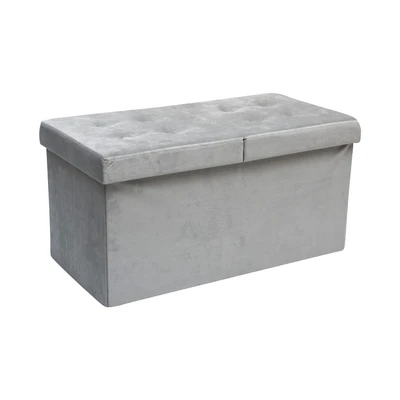 Gambar Informa Bangku Ottoman Lipat Fabric Velvet Double - Abu-Abu