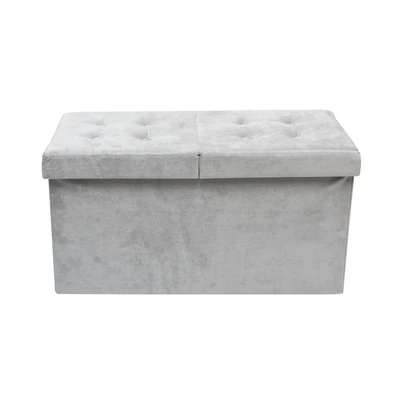 Gambar Informa Bangku Ottoman Lipat Fabric Velvet Double - Abu-Abu