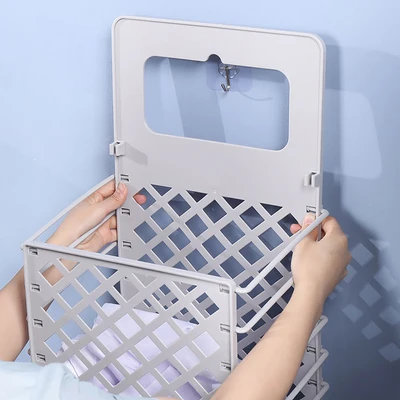 Gambar Stora Keranjang Laundry Gantung Collapsible - Abu-abu