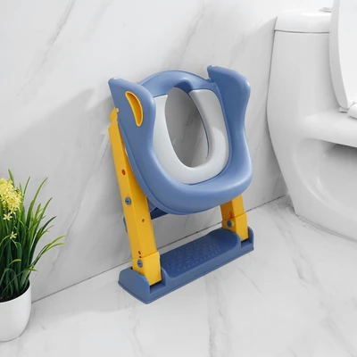 Gambar Fosa Potty Seat Training Anak Dengan Tangga - Biru