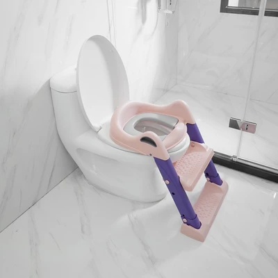 Gambar Fosa Potty Seat Training Anak Dengan Tangga - Pink