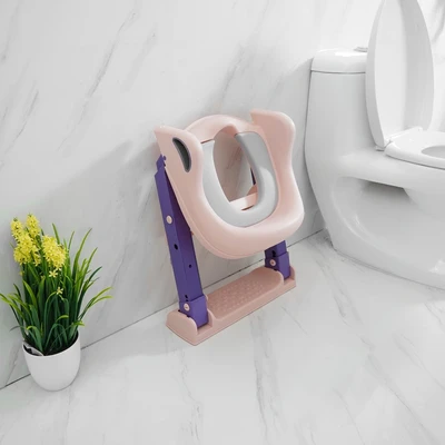 Gambar Fosa Potty Seat Training Anak Dengan Tangga - Pink