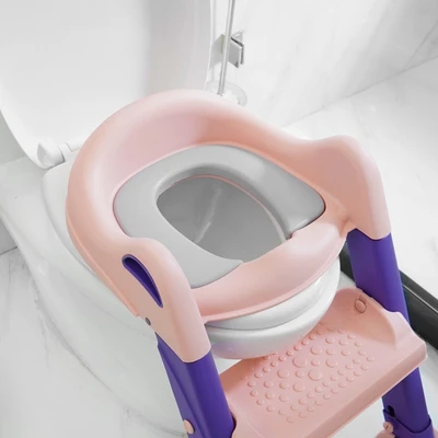 Gambar Fosa Potty Seat Training Anak Dengan Tangga - Pink