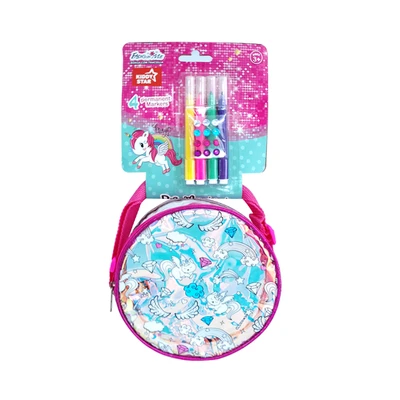 Gambar Kiddy Star Tas Selempang Anak Colorful Unicorn Round