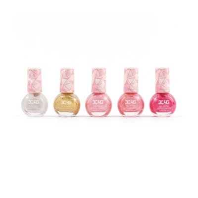 Gambar Make It Real Kutek Kuku Hexagon Set 5 pcs - Pink/Gold