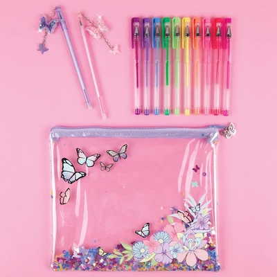 Gambar Make It Real Set 13 Pcs Butterfly Glitter Pouch Pen