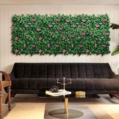 Gambar CC Grass Rumput Artifisial Dinding Azalea 50x50 cm - Hijau/Pink
