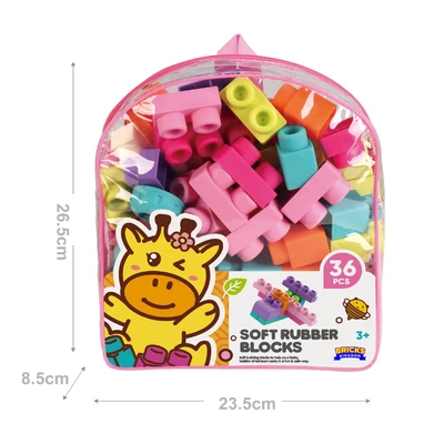Gambar Bricks Kingdom Set Soft Rubber Building Blocks - Pink