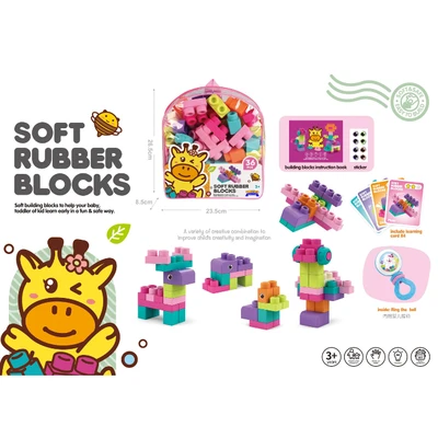 Gambar Bricks Kingdom Set Soft Rubber Building Blocks - Pink