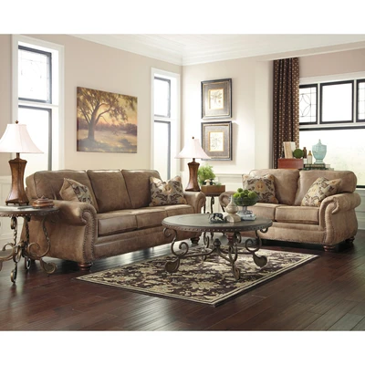 Gambar Ashley Larkinhurst Set Sofa Kulit - Cokelat