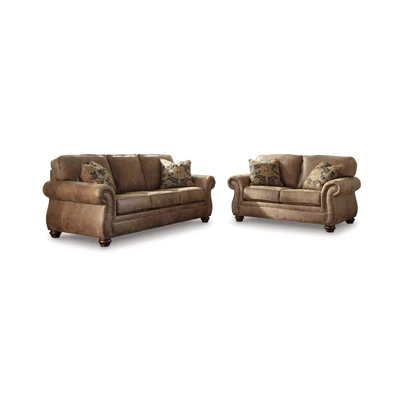 Gambar Ashley Larkinhurst Set Sofa Kulit - Cokelat