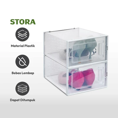 Gambar Stora Set 2 Pcs Kotak Sepatu Wanita