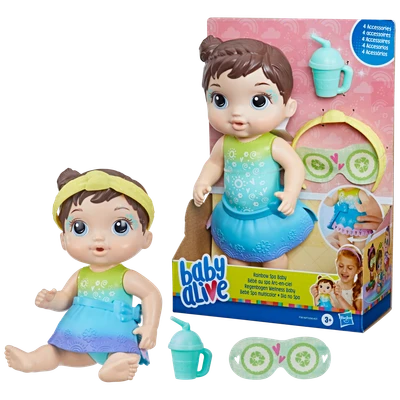 Gambar Baby Alive Boneka Bayi Rainbow Spa Brown Hair F5618