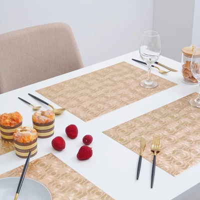 Gambar Appetite Lacer Tatakan Piring Floral Set 4 pcs - Gold