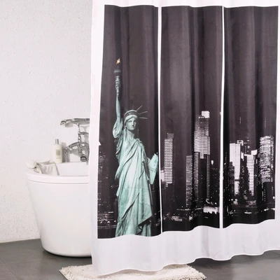 Gambar Forhom Tirai Kamar Mandi Dengan Hooks 180x200 cm - Hitam