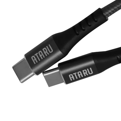 Gambar Ataru Kabel Charger USB-C To USB-C Nylon Braided - Hitam