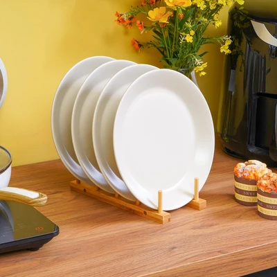 Gambar Appetite Sevyn Piring Makan Dengan Rak Set 4 pcs - Putih Ivory